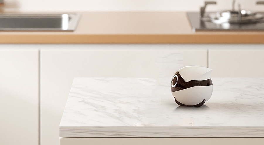 ROLA Mini companion robot in the kitchen